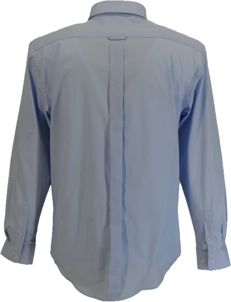 Mazeys Mens Blue Pin Collar Cotton Long Sleeved Retro Shirts