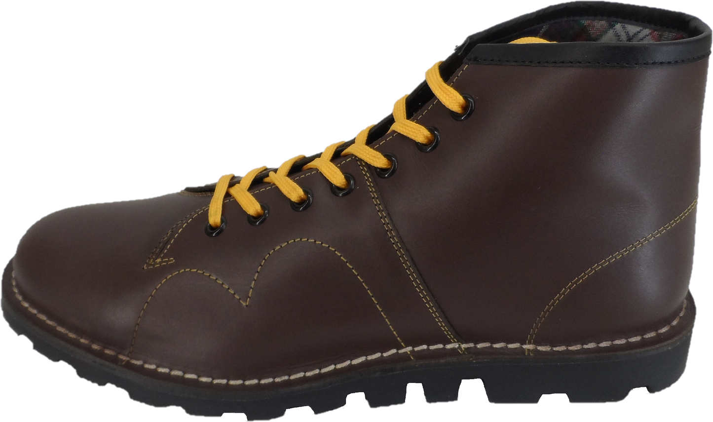 Grafters Original 1970's Style Oxblood Leather Monkey Boots