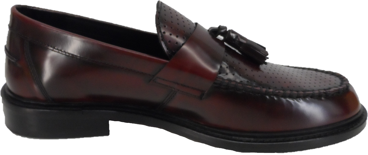 Ikon Original Oxblood Quad Punch Retro,Ska,Northern Soul Tassel Loafers
