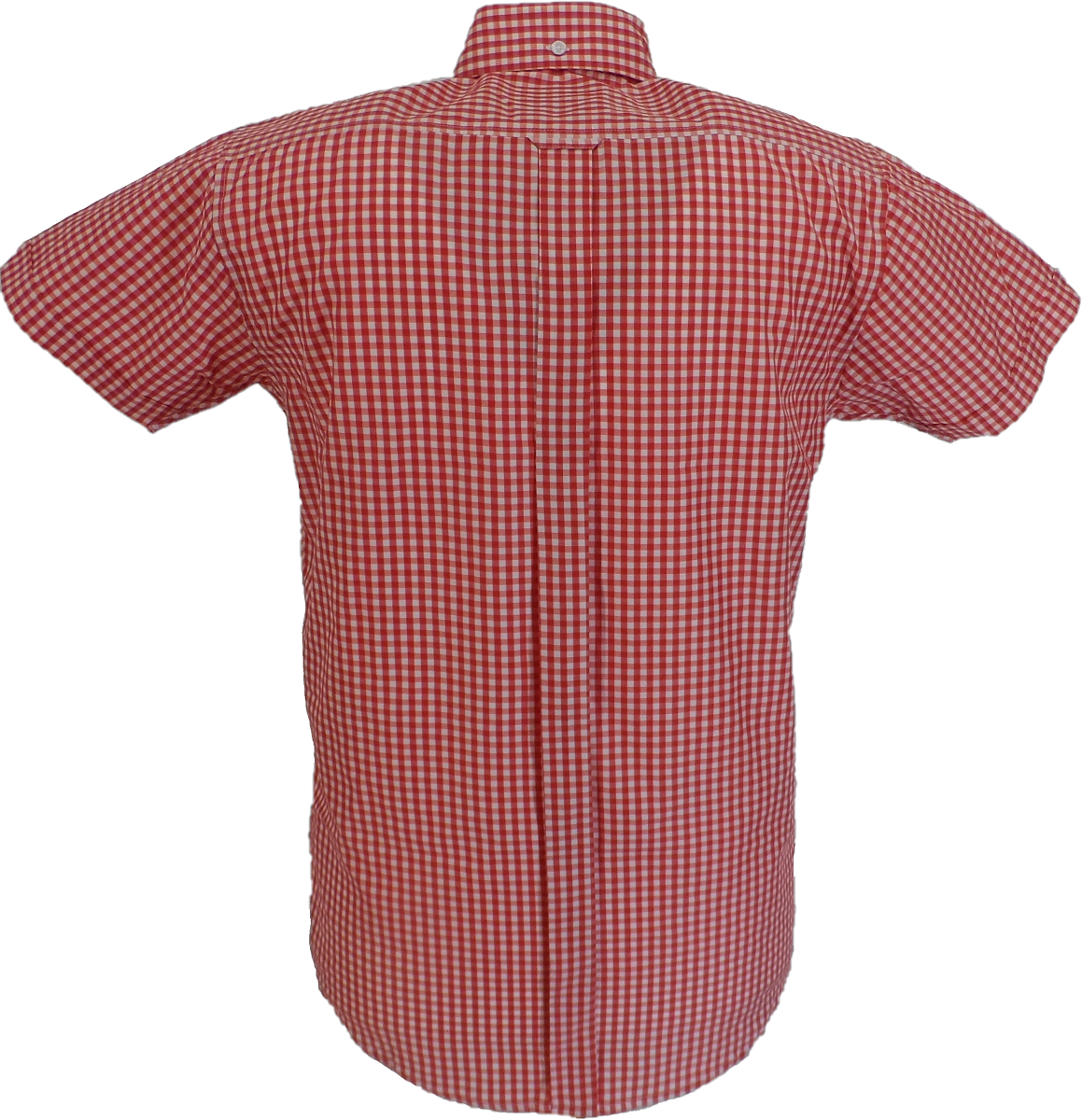 Relco Short Sleeved Red Gingham Check Cotton Rich Vintage Retro Mod Button Down Shirts