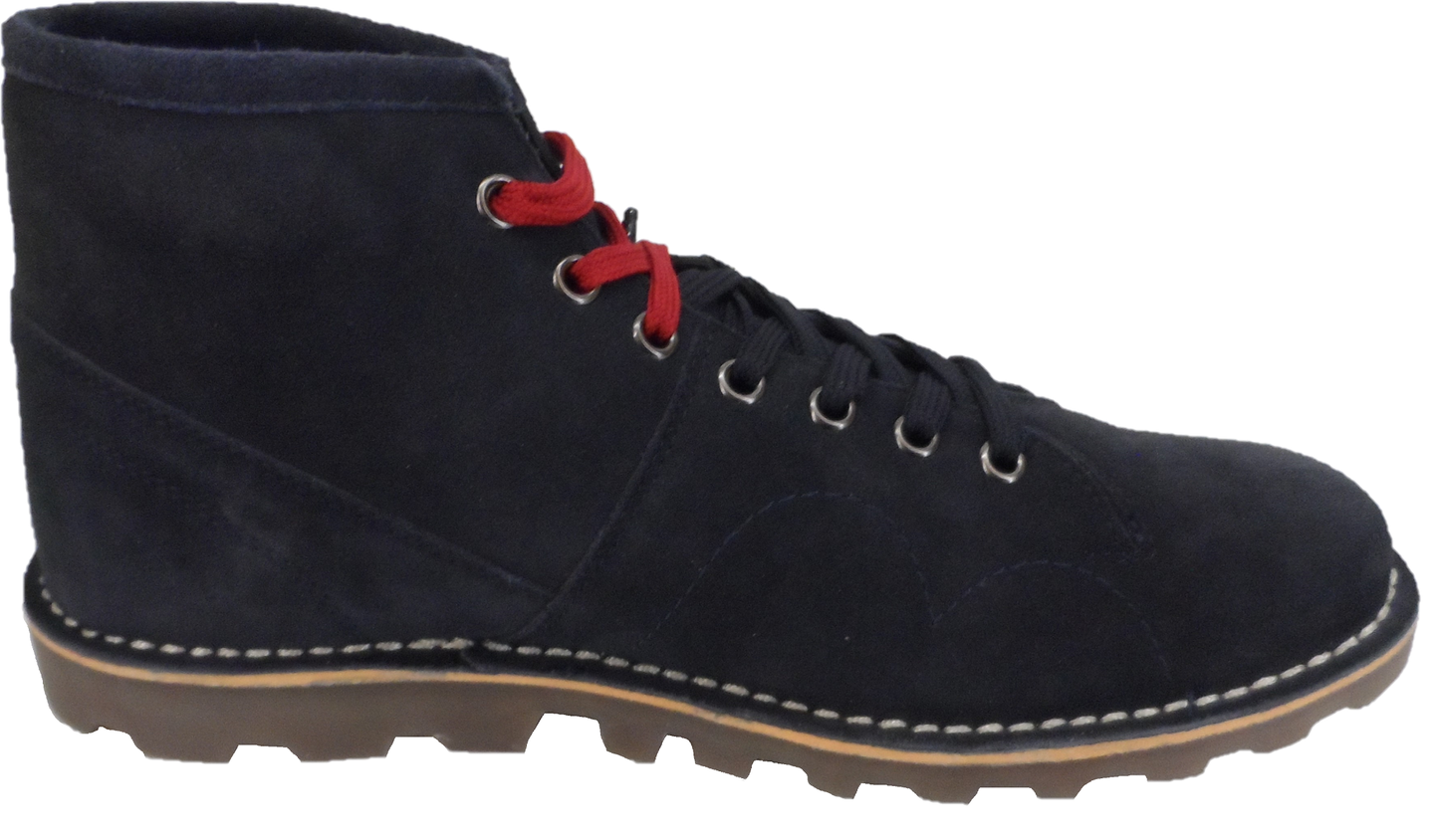 Mens Classic Retro Real Suede Navy Leather Monkey Boots …