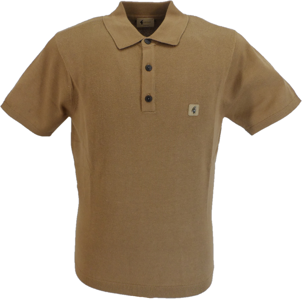 Gabicci Vintage Mens Camel Brown Jackson Knitted Polo Shirt