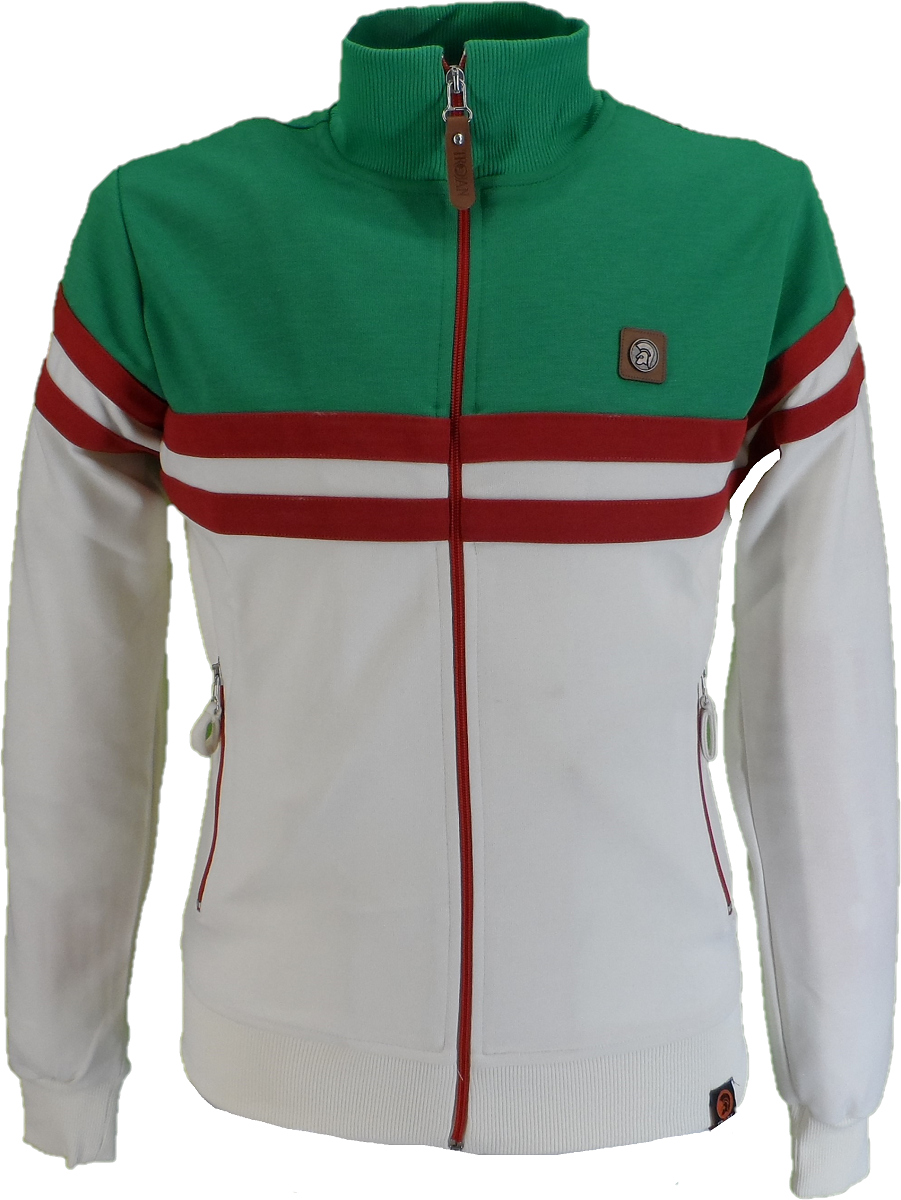 Trojan Records Mens Emerald Green Stripe Retro Track Tops