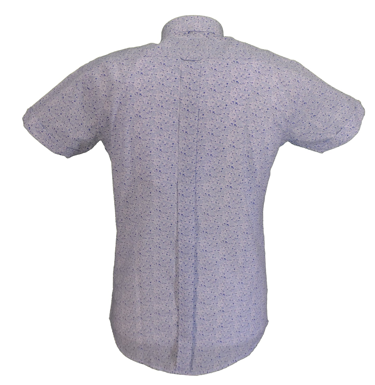 Relco Mens White Retro Floral Short Sleeved Shirt