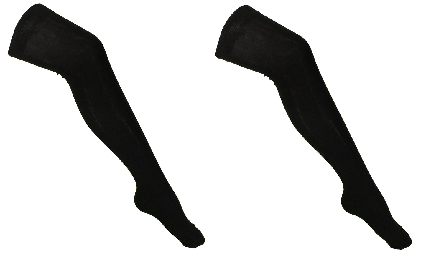 LADIES 2 PAIR PACK OF BLACK OVER THE KNEE SOCKS