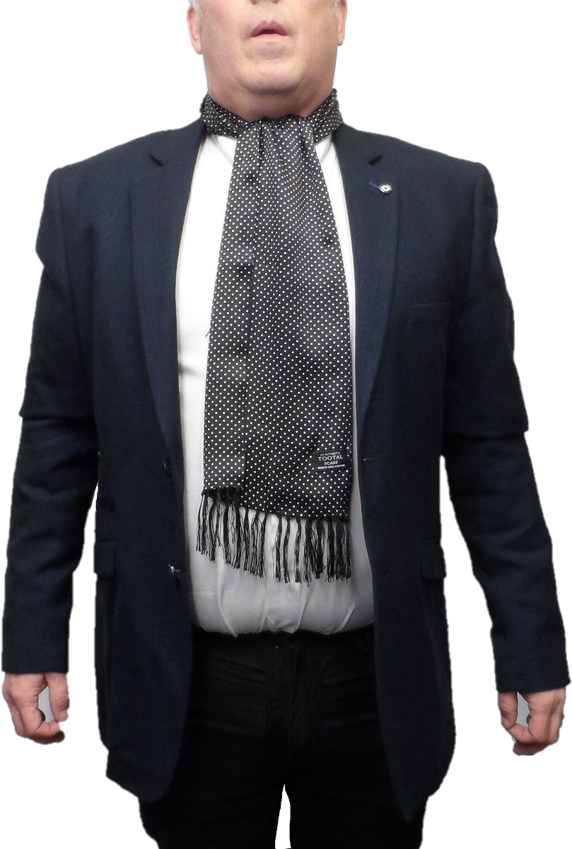 Tootal Black Pin Dot 100% Silk Scarf