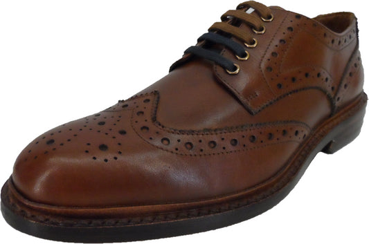 Ikon Original Tan Retro Mod All Leather Brogue Shoes