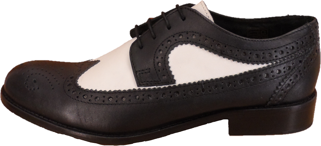 Ikon Original Black/White Retro Mod All Leather Brogue Shoes