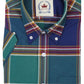 Relco Mens Green Navy Checked Short Sleeved Button Down Shirts