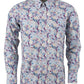Relco Blue Multi Paisley Long Sleeved Retro Mod Button Down Shirt