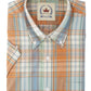 Relco Mens Orange/Sky Check Short Sleeved Vintage/Retro Button Down Shirts