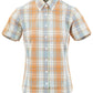 Relco Ladies Retro Orange/Sky Check Button Down Short Sleeved Shirts