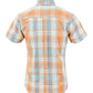 Relco Ladies Retro Orange/Sky Check Button Down Short Sleeved Shirts