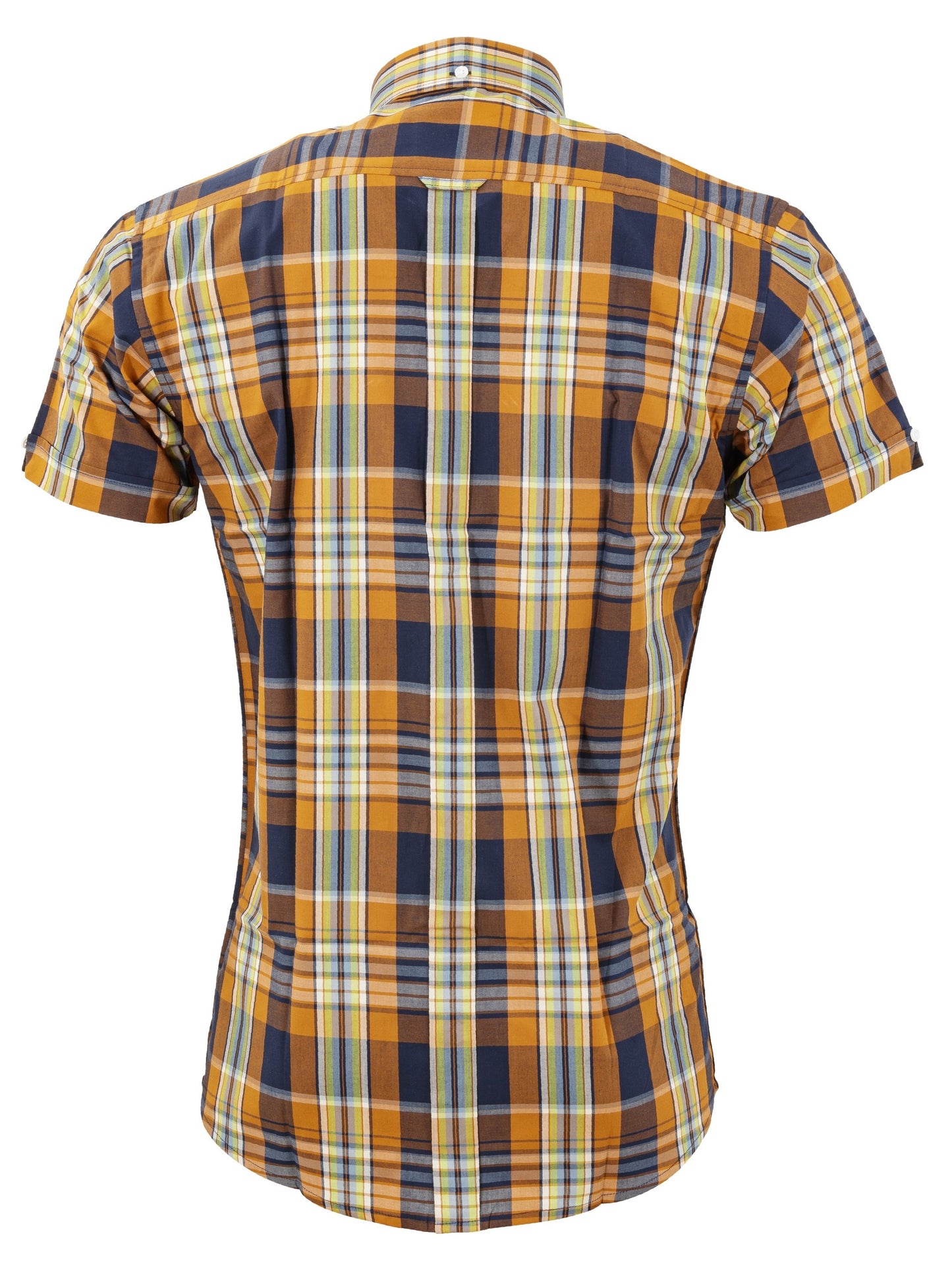 Relco Mens Orange Check Short Sleeved Vintage/Retro Button Down Shirts