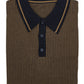 Relco Mens Navy/Caramel Retro Jacquard Dogtooth Knitted Polo Shirts