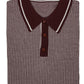 Relco Mens Burgundy/ Off White Retro Jacquard Dogtooth Knitted Polo Shirts