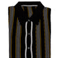 Relco Mens Black Retro Textured Striped Knitted Polo Cardigan