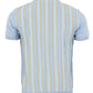 Relco Mens Sky Blue Retro Textured Striped Knitted Polo Cardigan