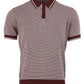 Relco Mens Burgundy/ Off White Retro Jacquard Dogtooth Knitted Polo Shirts