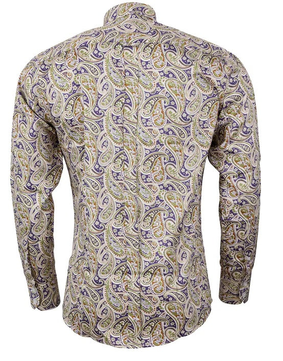 Relco Platinum Mens Purple Paisley Button Down Shirts