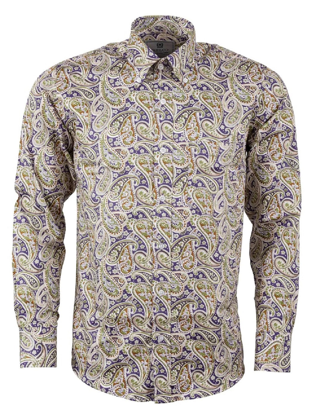 Relco Platinum Mens Purple Paisley Button Down Shirts