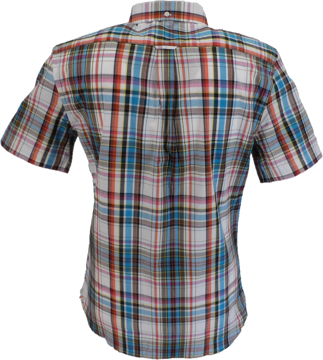 Lambretta Mens White/Blue/Red Checked Short Sleeved Button Down Shirts