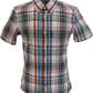 Lambretta Mens White/Blue/Red Checked Short Sleeved Button Down Shirts