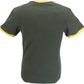 Trojan Records Herren-T-Shirt aus 100 % pfirsichfarbener Baumwolle mit Rasta-Logo in Armeegrün
