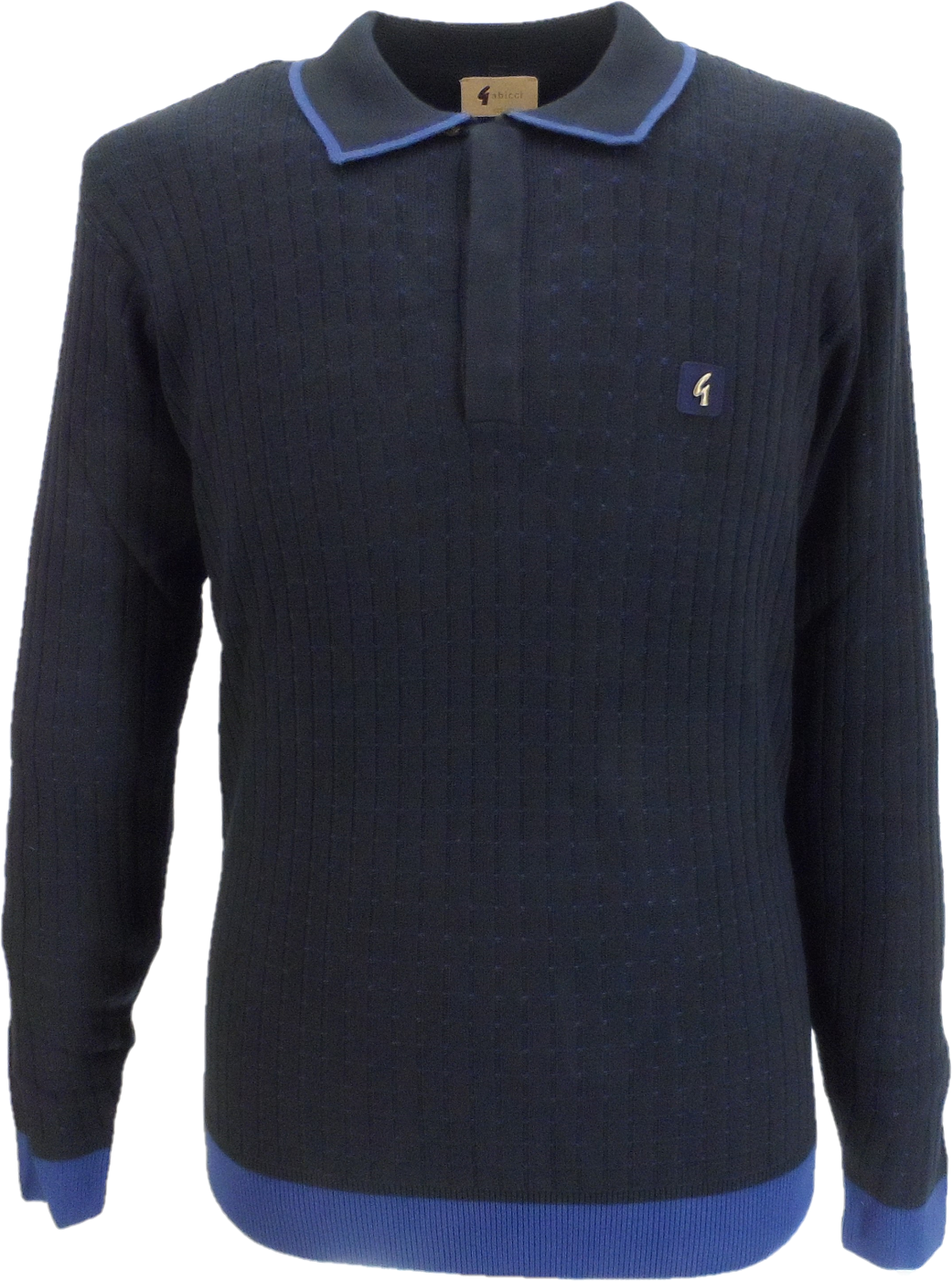 Gabicci polo de punto retro texturizado azul marino para hombre