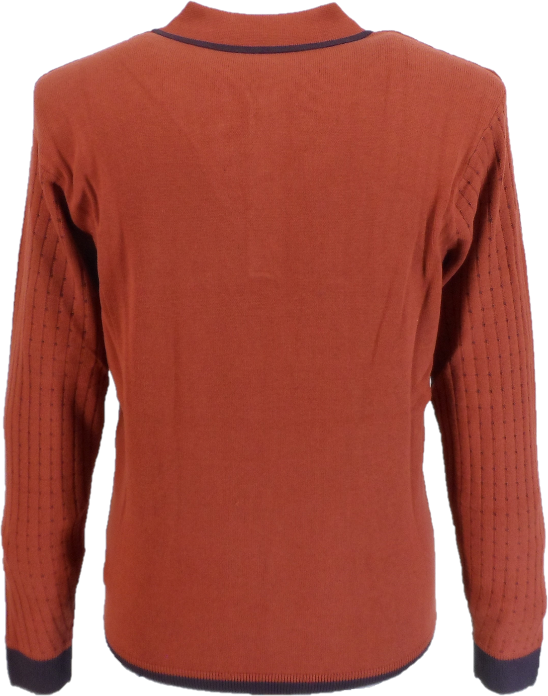 Gabicci polo tricoté rétro texturé marron rouille pour homme