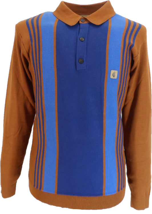 Gabicci Vintage - Polo tricoté à rayures multiples toffee searle