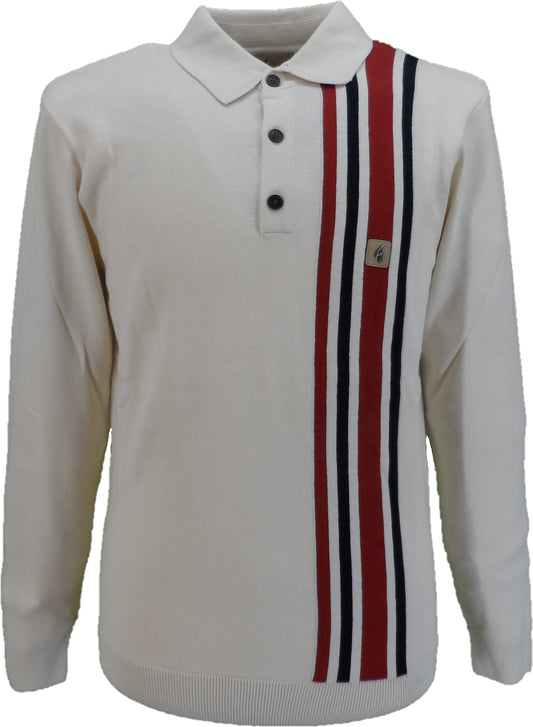 Gabicci Vintage Cream Soda Stripe Knitted Polo