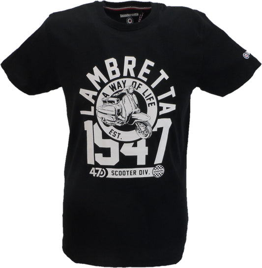 Lambretta camiseta retro negra para hombre scooter 1947