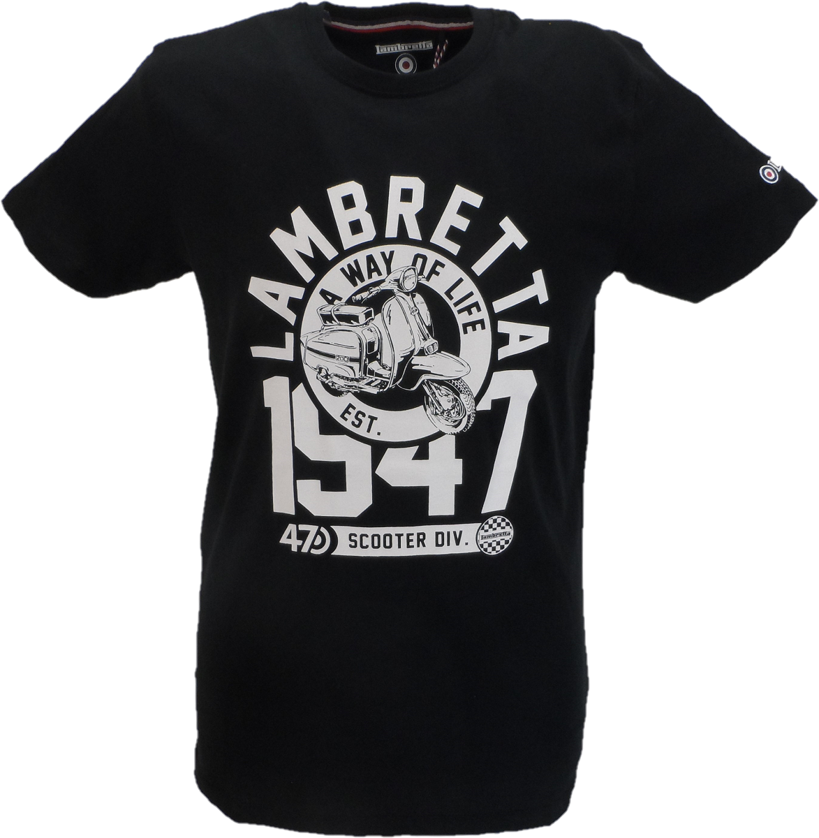 Lambretta Mens Black 1947 Scooter Retro T Shirt