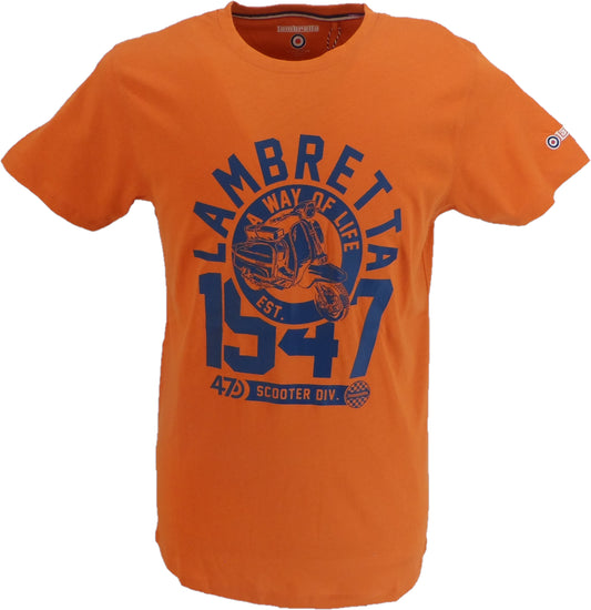 Lambrettaメンズ オレンジ 1947 スクーター レトロ T シャツ