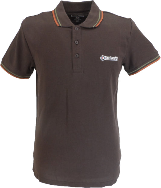 Polos Lambretta marron rétro logo cible 100% coton