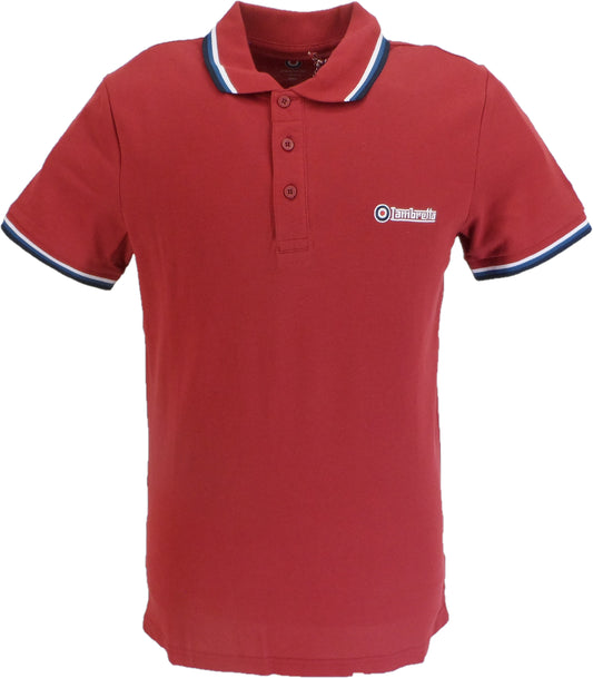 Lambretta burgunderrote Retro-Target-Logo-Poloshirts aus 100 % Baumwolle