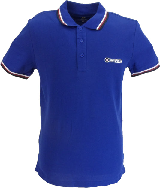 Lambretta -Poloshirts aus 100 % Baumwolle in Sodablau mit Retro-Ziellogo