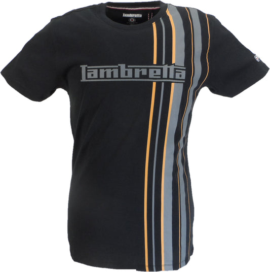 Lambretta Herre Sortstribet Retro T-Shirt