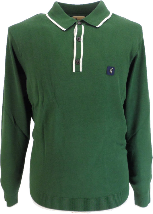 Gabicci Vintage Lineker Forest Green Knitted Polo