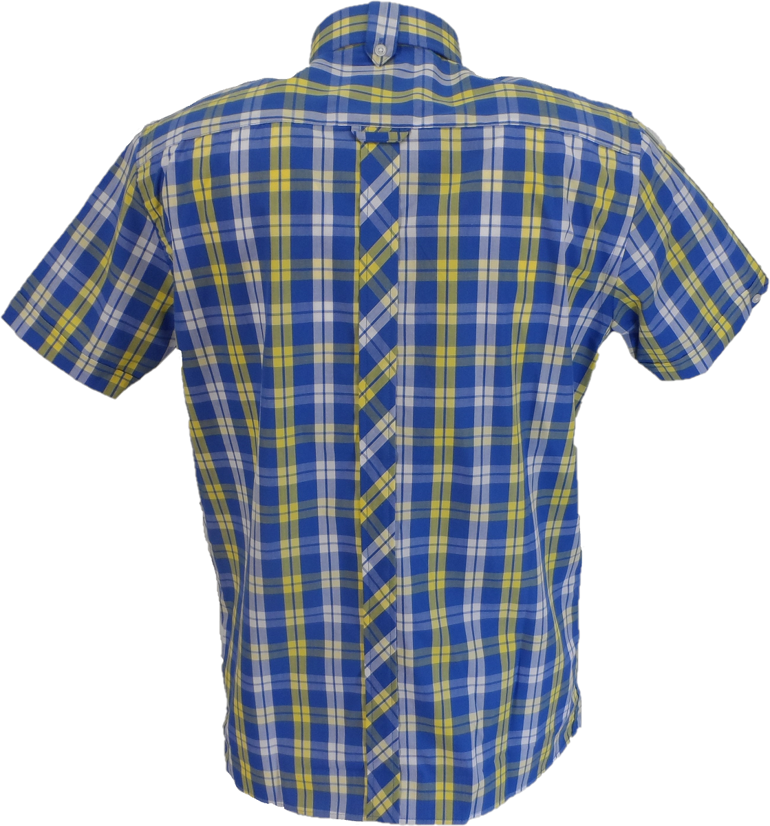 Trojan Camisas de manga corta y pañuelo de bolsillo 100% algodón a cuadros azul cobalto para hombre