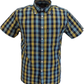 Trojan Mens Navy Blue Check 100% Cotton Short Sleeved Shirts and Pocket Square