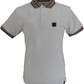 Trojan Mens Ecru Jacquard Gingham Trim Pique  Polo Shirt