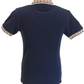 Trojan Mens Navy Blue Jacquard Gingham Trim Pique  Polo Shirt