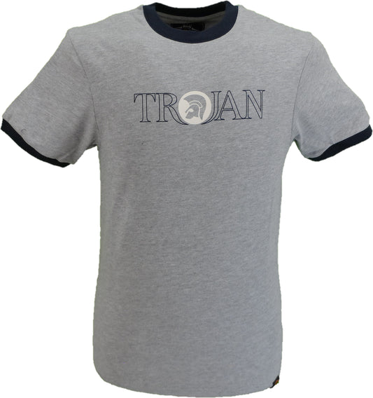 Trojan Records Marl Grey Classic Helmet  Outline Logo T-Shirt