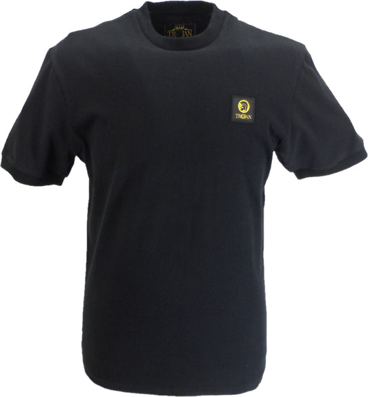 Trojan Mens Black Plain Badged tee 100% Cotton T-Shirt