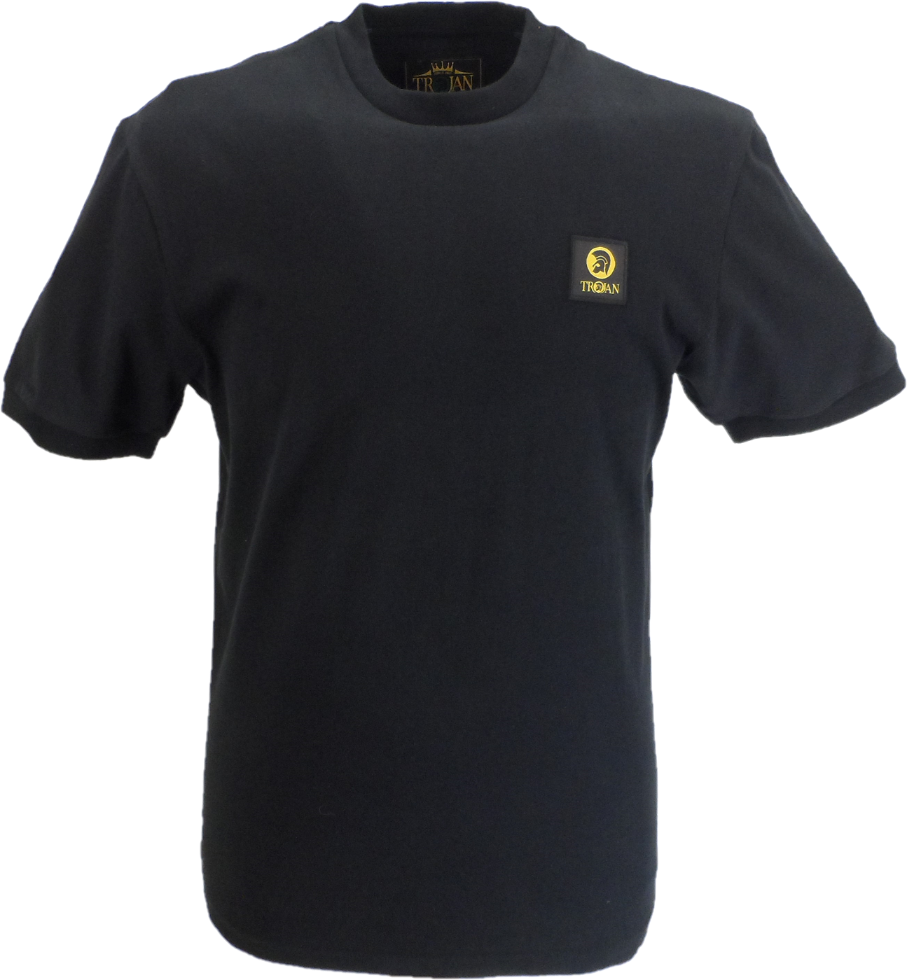 Trojan Mens Black Plain Badged tee 100% Cotton T-Shirt