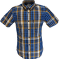 Ben Sherman Mens Lapis Blue Checked Short Sleeved Shirt
