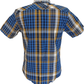 Ben Sherman Mens Lapis Blue Checked Short Sleeved Shirt