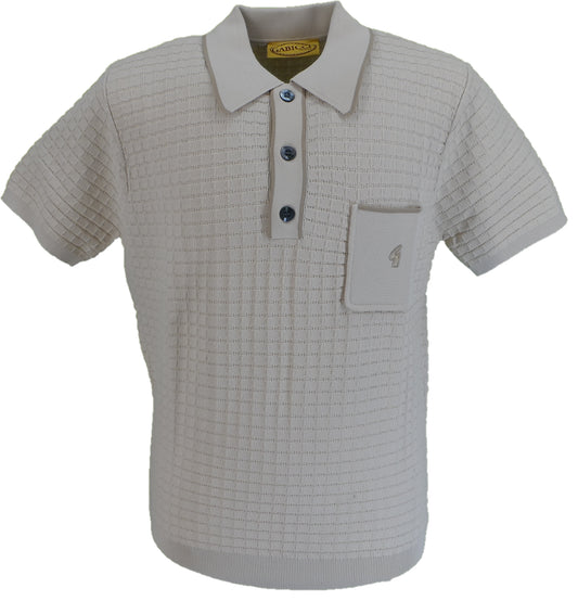 Gabicci Mens Linen Beige Archive Roy Knitted Polo Shirt